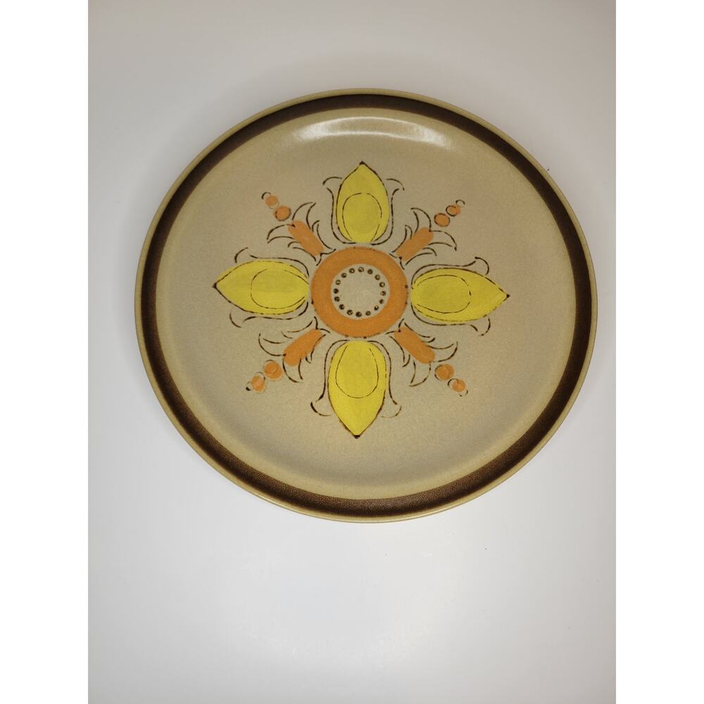 Vtg Hearthside Stoneware Ovenproof Hand Painted Fleur De Lis 10 In Dinner Plate